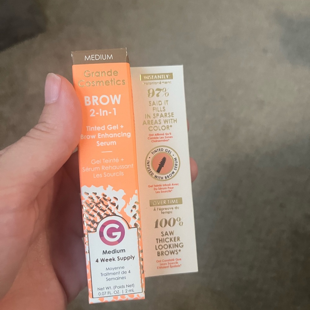 grande cosmetics Brow 2-in-1 Tinted Gel + Brow Enhancing Serum — Medium